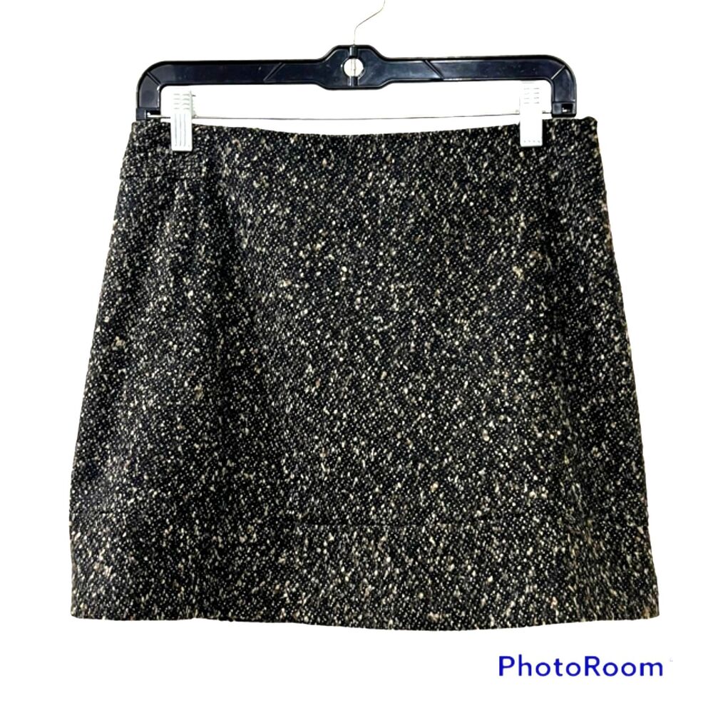 Dalia Collection Womens 4 Brown Tweed Wool Blend A Line Skirt Lined Back Zip